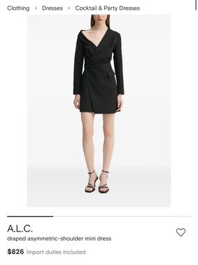A.L.C. Asymmetric-Shoulder Draped Mini Dress in Black